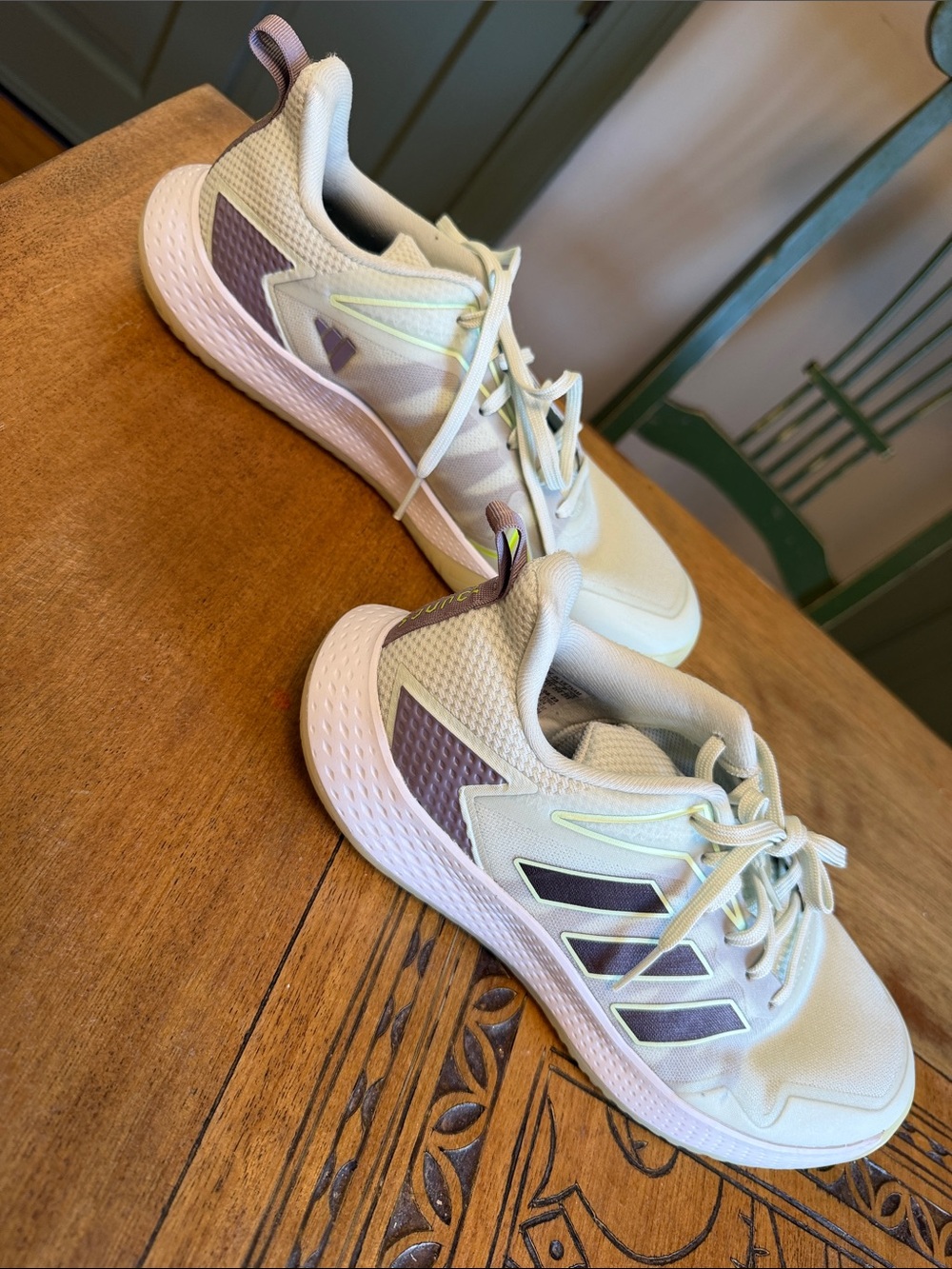 adidas Women's Cream and Lavender Lightweight Running Sneakers